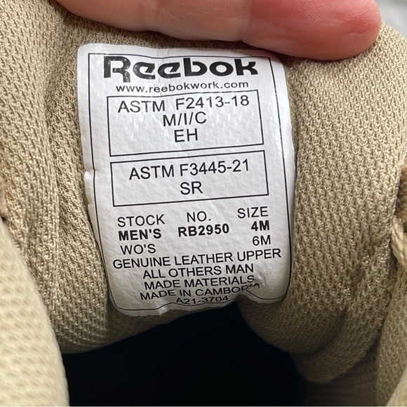 Reebok BB4500 Beige Work & Safety Shoes Sneakers woman 6 leather upper comp toe - Picture 9 of 12